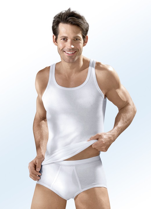 Unterhemden - Hermko Fünferpack Sportjacken aus Doppelripp, weiß, in Größe 005 bis 013, in Farbe WEISS Ansicht 2