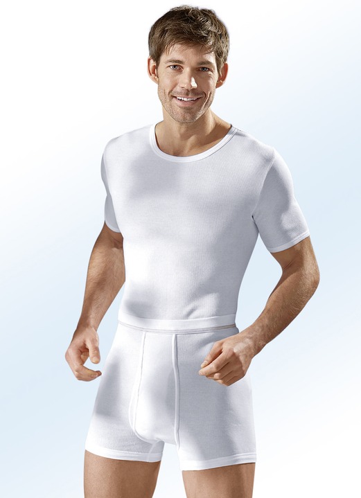 Unterhemden - Hermko Dreierpack Schlupfjacken aus Doppelripp, weiß Ansicht 2 Unterhemden - Hermko Dreierpack Schlupfjacken aus Doppelripp, weiß, in Größe 005 bis 013, in Farbe WEISS Ansicht 2