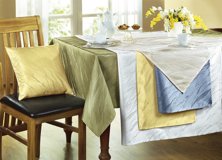 Tischdecken - Dezente Tischdecke in Marmor-Optik, in Größe 100 (Läufer, 40/150 cm) bis 404 (Kissenbezug, 40/ 40 cm), in Farbe GRÜN