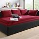 Schlafsofas - Studioliege mit beidseitig montierbarer Kopf- und Seitenblende, in Farbe SCHWARZ-ROT, in Ausführung ohne Kissen