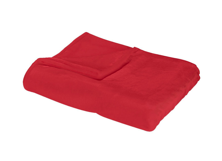 Decken - Schlafdecke und Kissen in samtiger Qualität, in Größe 185 (Schlafdecke, 120x170 cm) bis 905 (2 Kissenbezüge, 40x 40 cm), in Farbe ROT Ansicht 1