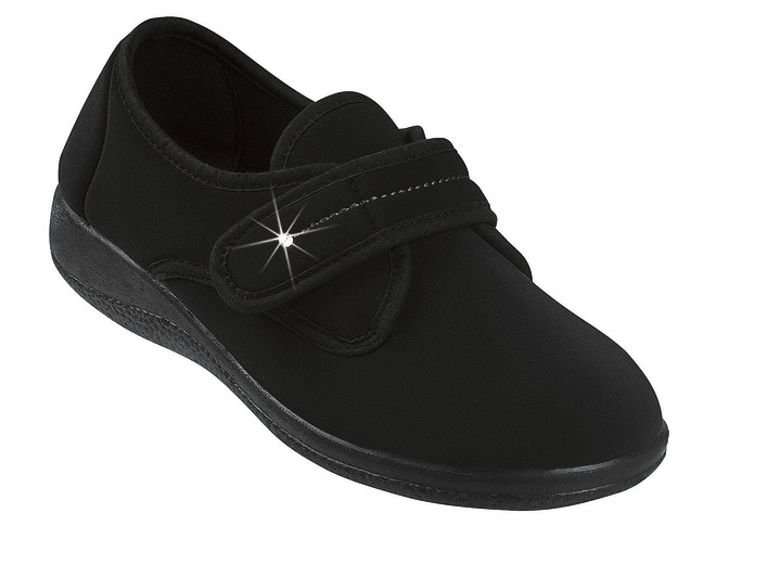 Damenmode - Klettslipper Josephine in Weite H für den kräftigen Fuß, in Größe 036 bis 042, in Farbe SCHWARZ Ansicht 1