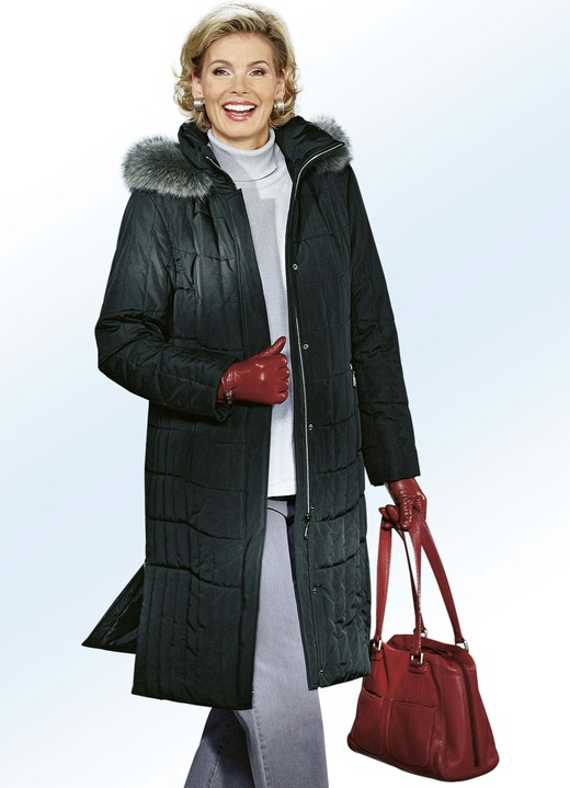 Wintermäntel - Mantel mit Reißverschluss unter der Druckerleiste, in Größe 040 bis 060, in Farbe DUNKELGRÜN Ansicht 2