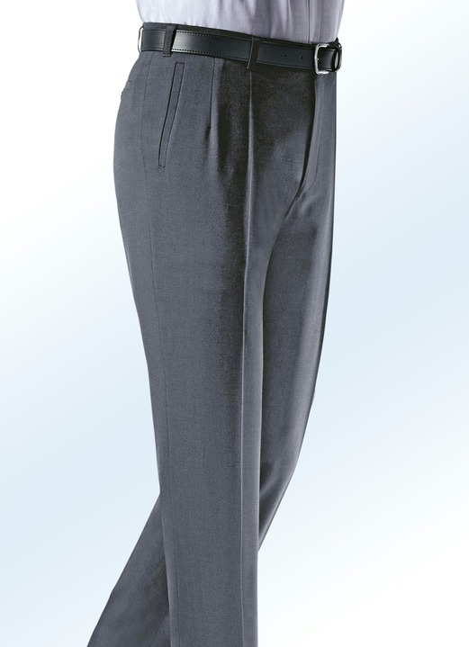 SALE % - „Klaus Modelle“-Hose mit weichem Griff in 4 Farben, in Größe 025 bis 110, in Farbe MITTELGRAU MELIERT Ansicht 1