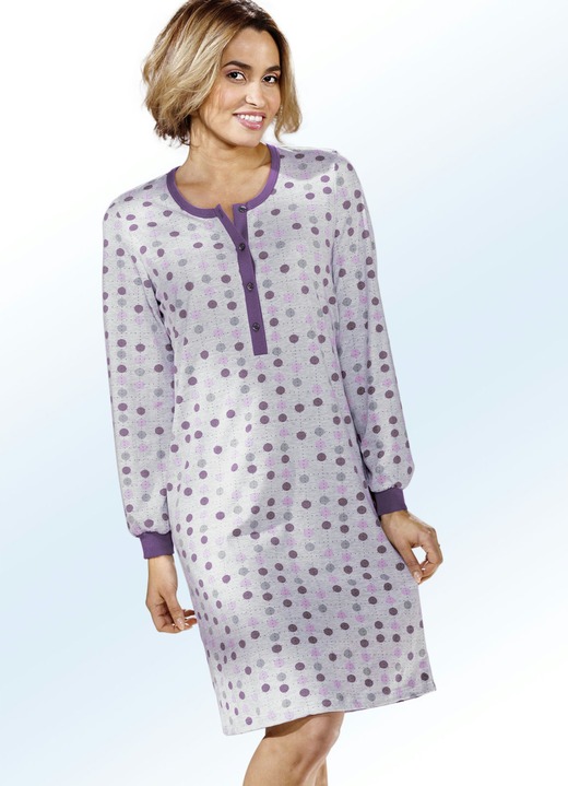 Langarm - Zweierpack Nachthemden, Langarm mit Knopfleiste und Bündchen, in Größe 036 bis 058, in Farbe MARINE/TÜRKIS Ansicht 7