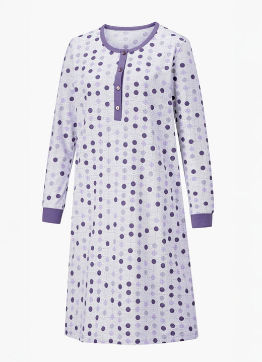 Langarm - Zweierpack Nachthemden, Langarm mit Knopfleiste und Bündchen, in Größe 036 bis 058, in Farbe MARINE/TÜRKIS Ansicht 8