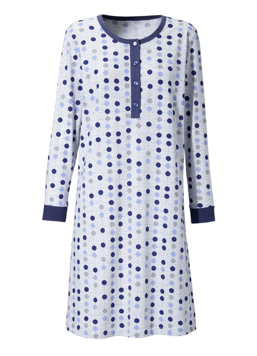 Langarm - Zweierpack Nachthemden, Langarm mit Knopfleiste und Bündchen Ansicht 4 Langarm - Zweierpack Nachthemden, Langarm mit Knopfleiste und Bündchen, in Größe 036 bis 058, in Farbe MARINE/TÜRKIS Ansicht 4