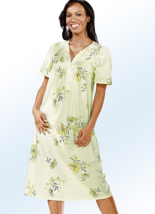 Kurzarm - Nachthemd, Kurzarm mit Knopfleiste, in Größe 040 bis 060, in Farbe ROSÉ-BUNT Ansicht 2