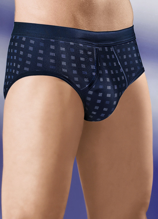 Slips & Unterhosen - Schiesser Zweierpack Slips aus Feinripp, mit Eingriff, in Größe 005 bis 009, in Farbe HELLBLAU-GRAFIT-BUNT Ansicht 2