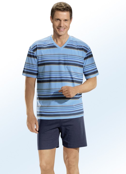 Shortys - Zweierpack Shortys mit V-Ausschnitt und Brusttasche, in Größe 046 bis 062, in Farbe 1X KIESEL, 1X AQUA Ansicht 2