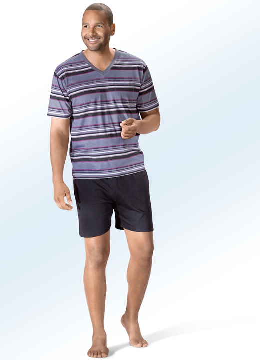 Shortys - Zweierpack Shortys mit V-Ausschnitt und Brusttasche, in Größe 046 bis 062, in Farbe 1X KIESEL, 1X AQUA Ansicht 4