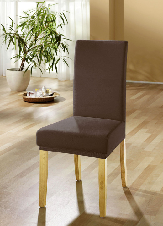 Sessel- & Sofaüberwürfe - Stuhlbezüge für alle gängigen Stuhlformen, in Größe 106 (Stuhlbezug) bis 112 (Stuhlbezug, 2er-Set), in Farbe BRAUN Ansicht 1