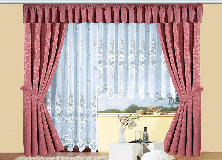 - Jacquard Querbehang in veschiedenen Farben, in Größe 674 (30x300 cm) bis 691 (30x900 cm), in Farbe FRAISE Ansicht 3