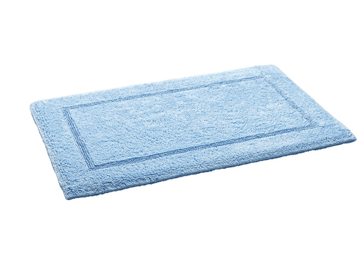 SALE % - Bad-Wendegarnitur aus 100% Baumwolle, in Größe 100 (Vorleger halbrund, 50x 80 cm) bis 110 (Hänge WC Garnitur, 2-teilig), in Farbe HELLBLAU Ansicht 1