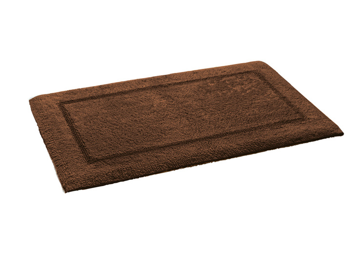 Badgarnituren - Bad-Wendegarnitur aus 100% Baumwolle, in Größe 100 (Vorleger halbrund, 50x 80 cm) bis 110 (Hänge WC Garnitur, 2-teilig), in Farbe BRAUN Ansicht 1