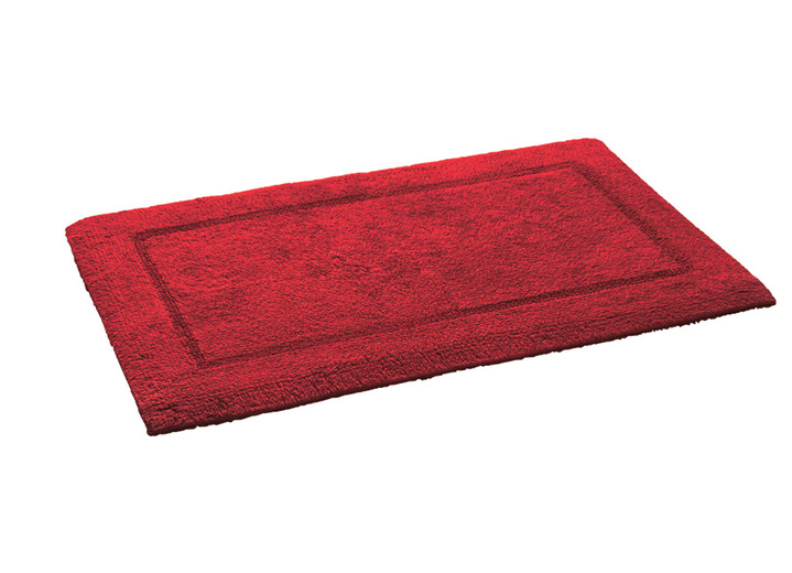 Badgarnituren - Bad-Wendegarnitur aus 100% Baumwolle, in Größe 100 (Vorleger halbrund, 50x 80 cm) bis 110 (Hänge WC Garnitur, 2-teilig), in Farbe BORDEAUX Ansicht 1