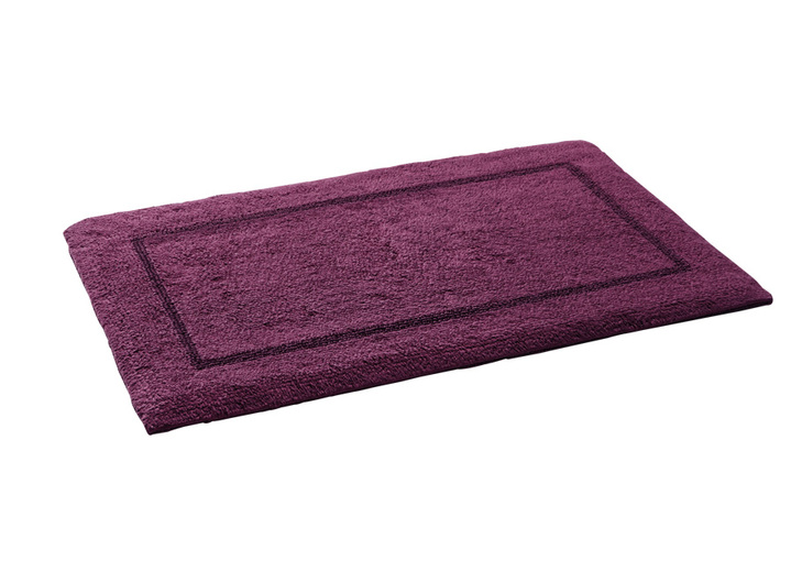 Badgarnituren - Bad-Wendegarnitur aus 100% Baumwolle, in Größe 100 (Vorleger halbrund, 50x 80 cm) bis 110 (Hänge WC Garnitur, 2-teilig), in Farbe PFLAUME Ansicht 1