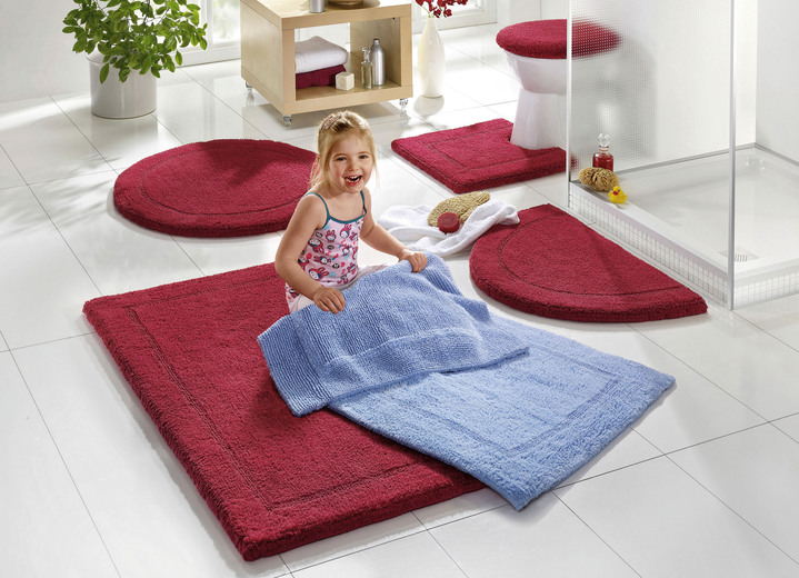 Badgarnituren - Bad-Wendegarnitur aus 100% Baumwolle, in Größe 100 (Vorleger halbrund, 50x 80 cm) bis 110 (Hänge WC Garnitur, 2-teilig), in Farbe KARIBIKGRÜN Ansicht 6