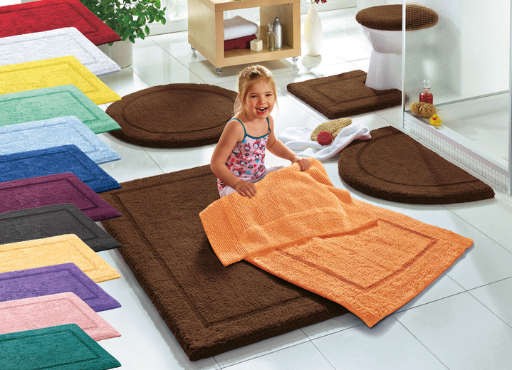 Badgarnituren - Bad-Wendegarnitur aus 100% Baumwolle, in Größe 100 (Vorleger halbrund, 50x 80 cm) bis 110 (Hänge WC Garnitur, 2-teilig), in Farbe KARIBIKGRÜN Ansicht 14