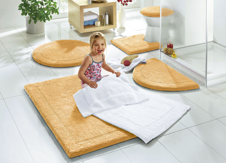 Badgarnituren - Bad-Wendegarnitur aus 100% Baumwolle Ansicht 18 Badgarnituren - Bad-Wendegarnitur aus 100% Baumwolle, in Größe 100 (Vorleger halbrund, 50x 80 cm) bis 110 (Hänge WC Garnitur, 2-teilig), in Farbe LILA Ansicht 18