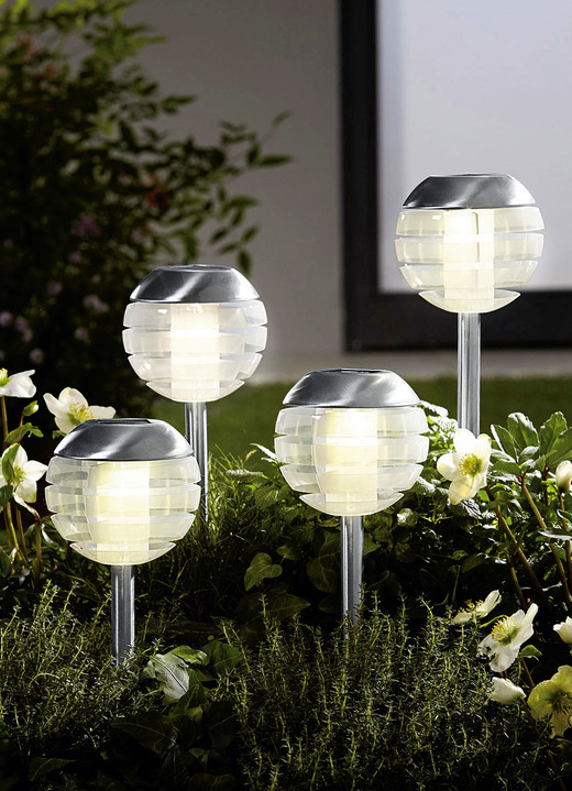 - 4er-Set Solarleuchte mit Softone-LED, in Farbe EDELSTAHL