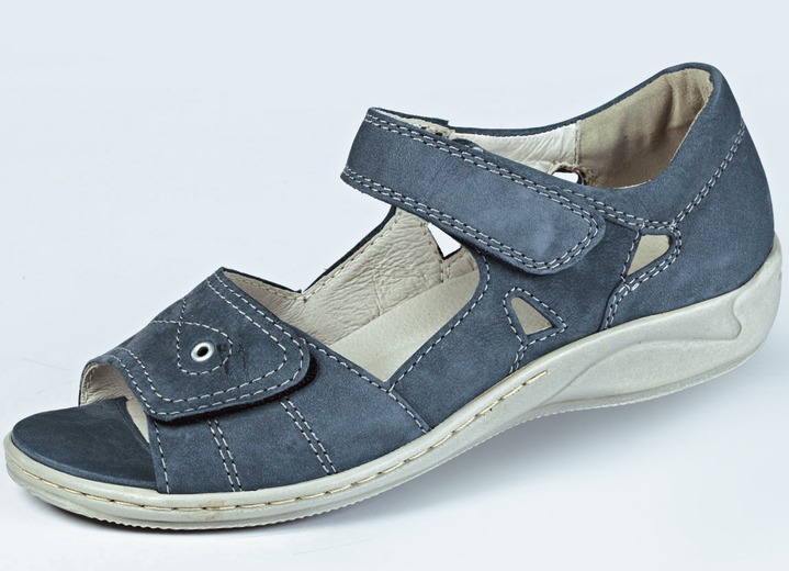 Sandaletten & Pantoletten - Waldläufer Sandale mit komfortablem Klettverschluss, in Größe 4 bis 8 1/2, in Farbe JEANSBLAU Ansicht 1