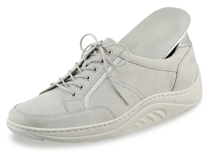 Slipper & Schnürschuhe - Waldläufer Schnürschuh mit edlen Metallicleder-Einsätzen, in Größe 3 1/2 bis 8, in Farbe GRAFIT Ansicht 4