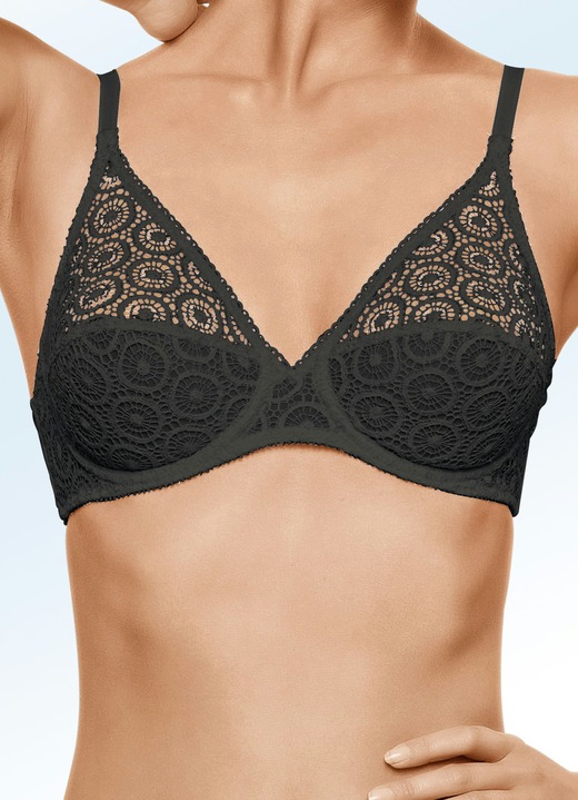 Tagwäsche - Chantelle Bügel-BH mit Stickereispitze im  Vorderteil, in Größe 075 bis 095, in Cup F, in Farbe WEISS Ansicht 2