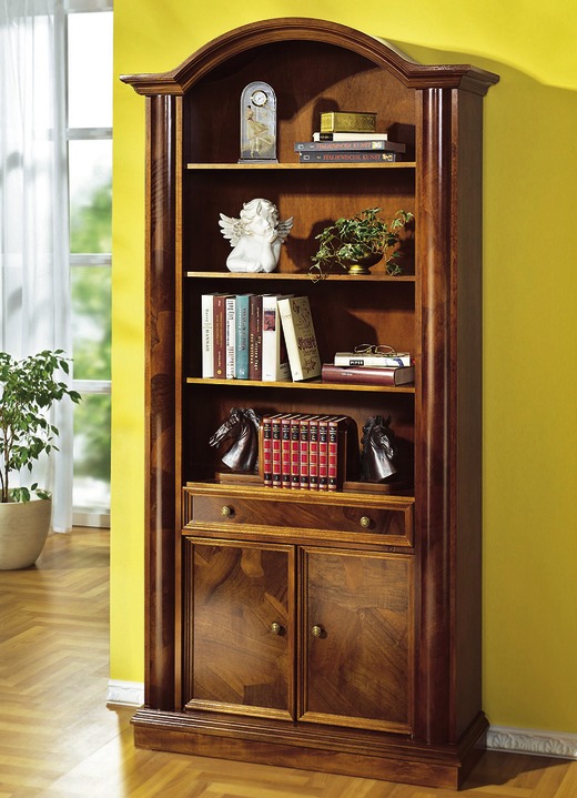 Stilmöbel - Teilmassiver Bücherschrank, in Farbe NUSSBAUM