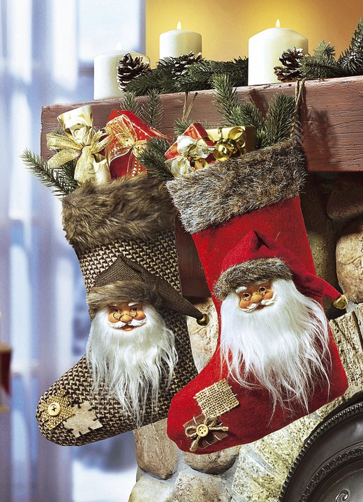 Weihnachtliche Geschenkideen - Nikolausstiefel, 2er-Set, in Farbe ROT-BRAUN
