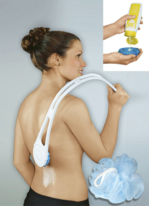 Badhilfen - Rückencremer Inkl. Duschschwamm, in Farbe WEIß-PETROL