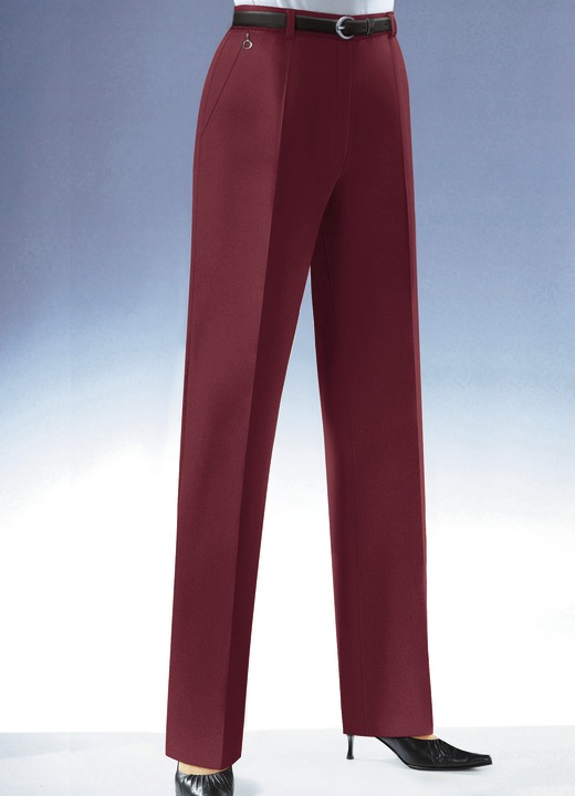 Hosen mit Knopf- und Reißverschluss - Hose in 7 Farben, in Größe 018 bis 245, in Farbe RUBINROT Ansicht 1