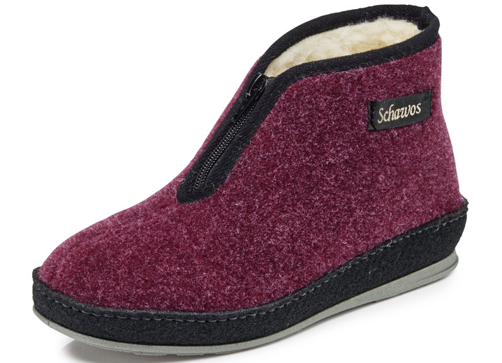 Damenmode - Atmungsaktive Damen-Hausschuhe, mit Reißverschluss, in Größe 036 bis 043, in Farbe BORDEAUX-SCHWARZ Ansicht 1