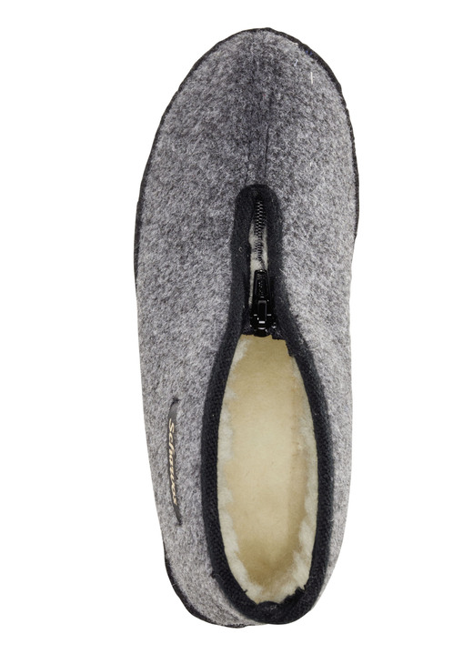 Hausschuhe - Atmungsaktive Damen-Hausschuhe, mit Reißverschluss, in Größe 036 bis 043, in Farbe GRAU-SCHWARZ Ansicht 2