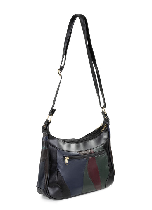 - Patchwork-Tasche aus Nappaleder mit Synthetik-Einsätzen, in Farbe SCHWARZ-MULTICOLOR Ansicht 2