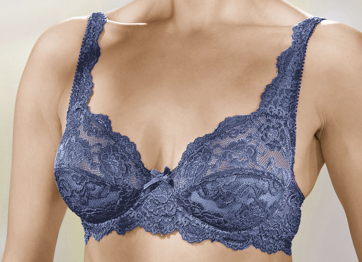 - Sassa Zweierpack Bügel-BH aus Elastikspitze, in Größe 075 bis 100, in Cup C, in Farbe 1X INDIGO, 1X WEISS Ansicht 3