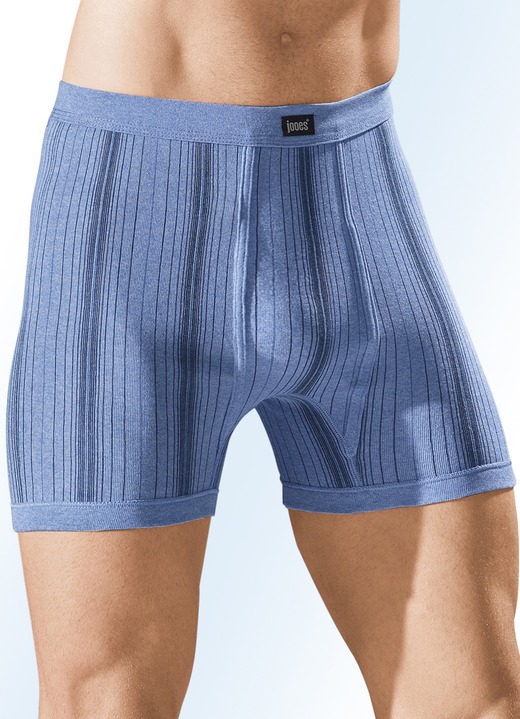 Slips & Unterhosen - Viererpack Unterhosen aus Feinripp mit Eingriff, in Größe 005 bis 014, in Farbe 2X JEANSBLAU MELIERT, 2X HELLGRAU MELIERT