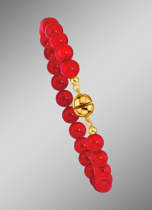 Armbänder -  Armband mit echten Korallkugeln , in Farbe  Ansicht 1