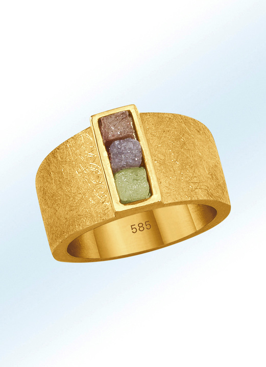 Ringe - Schwerer Partnerring mit Roh-Diamanten, in Größe 160 bis 240, in Farbe