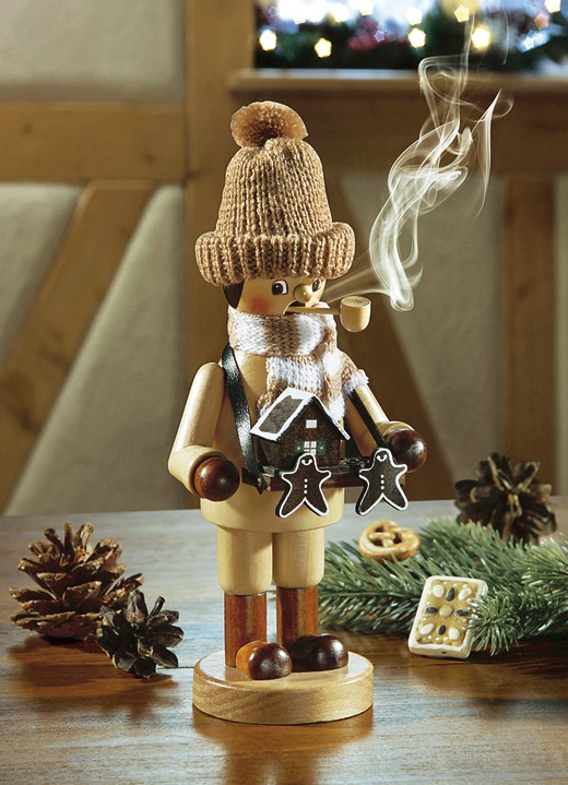 Weihnachtliche Dekorationen - Räuchermännchen Lebkuchenverkäufer, in Farbe BRAUN