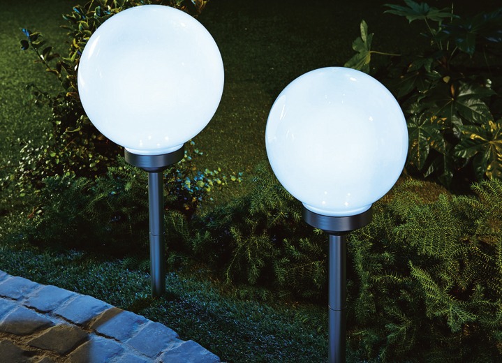 Gartenbeleuchtung - LED-Solar-Gartenleuchte, in Farbe WEISS/SILBER, in Ausführung groß Ansicht 2