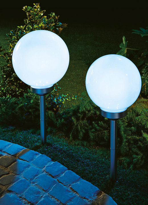 Gartenbeleuchtung - LED-Solar-Gartenleuchte, in Farbe WEISS/SILBER, in Ausführung klein Ansicht 1