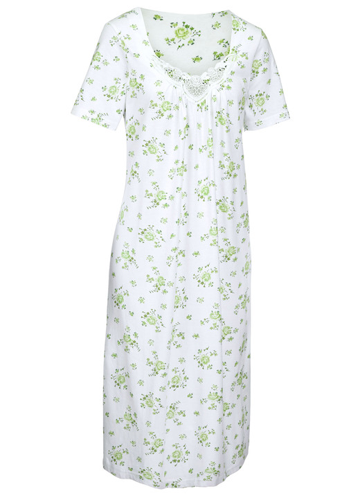 Kurzarm - Zweierpack Nachthemden mit Rundhals und Alloverdessin, in Größe 038 bis 060, in Farbe 1X WEISS-VIOLA, 1X WEISS-ROT Ansicht 6