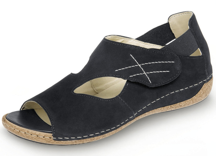 Damenmode - Waldläufer Sandale aus edlem Rind-Nubukleder, in Größe 4 1/2 bis 9, in Farbe SCHWARZ Ansicht 1