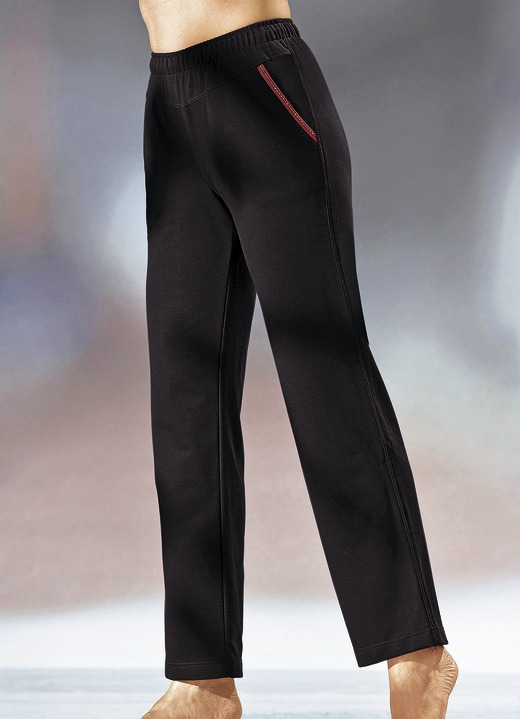 Hosen - Hose mit Glanzgarn besticktem Zierband, in Größe 018 bis 058, in Farbe MARINE Ansicht 2