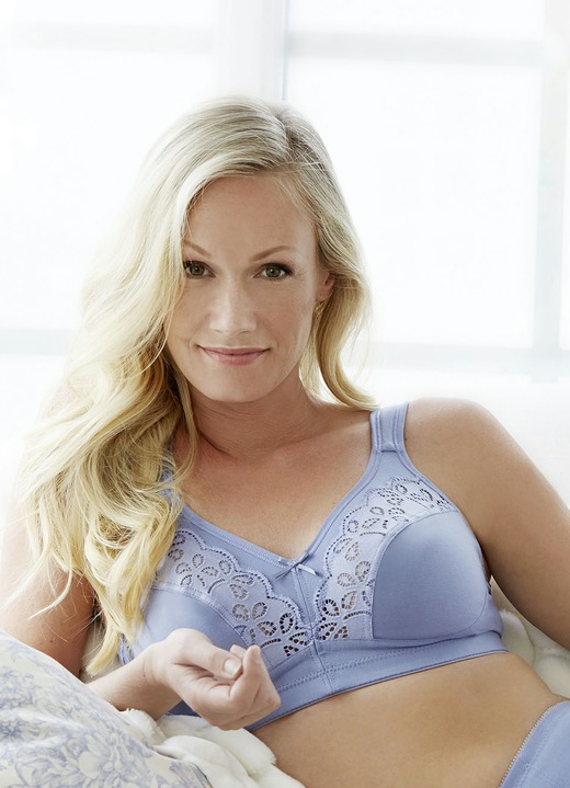 Soft-BH - Swegmark of Sweden BH mit BIO-Baumwolle, in Größe 080 bis 105, in Cup F, in Farbe AZURBLAU Ansicht 1