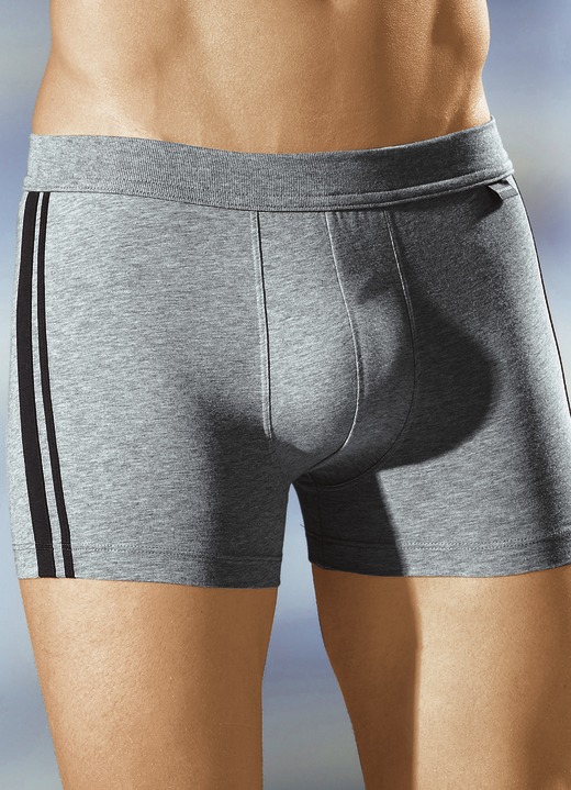 Pants & Boxershorts - Schiesser Zweierpack Pants mit seitlichen Kontraststreifen, in Größe 004 bis 005, in Farbe 2X GRAU MELIERT Ansicht 1