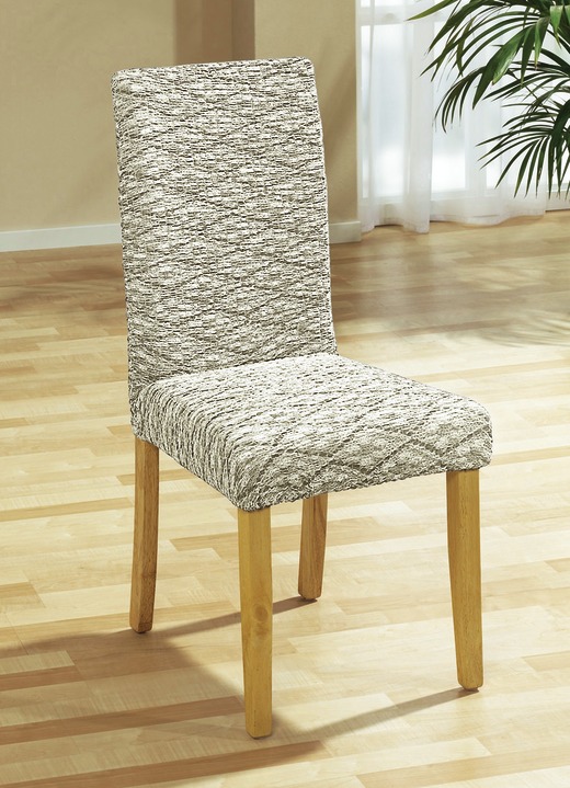 Sessel- & Sofaüberwürfe - Stretchbezüge  in verschiedenen Farben und Ausführungen, in Größe 101 (Sesselbezug bis 106 (Stuhlbezug), in Farbe CREME Ansicht 1