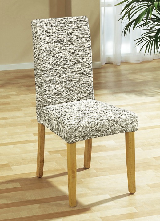 - Stretchbezüge  in verschiedenen Farben und Ausführungen, in Größe 101 (Sesselbezug bis 106 (Stuhlbezug), in Farbe CREME Ansicht 1