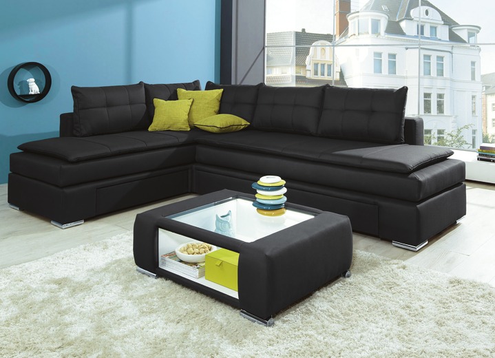 - Boxspring Funktions-Ecke mit Topper, in Farbe ANTHRAZIT